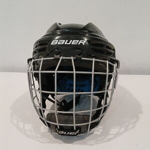 Bauer Black Hockey Helmet with Silver Cage size youth 6